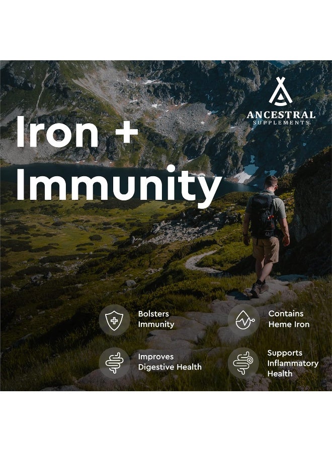 Ancestral Supplements مكمل الطحال من أنسيسترا سابليمنتس من لحم البقر الذي يتغذى على العشب، 3000 ملغ تركيبة دعم الطحال تعزز الصحة المناعية، الحديد، والحساسية، غير معدلة وراثيًا، 180 كبسولة - Image 3